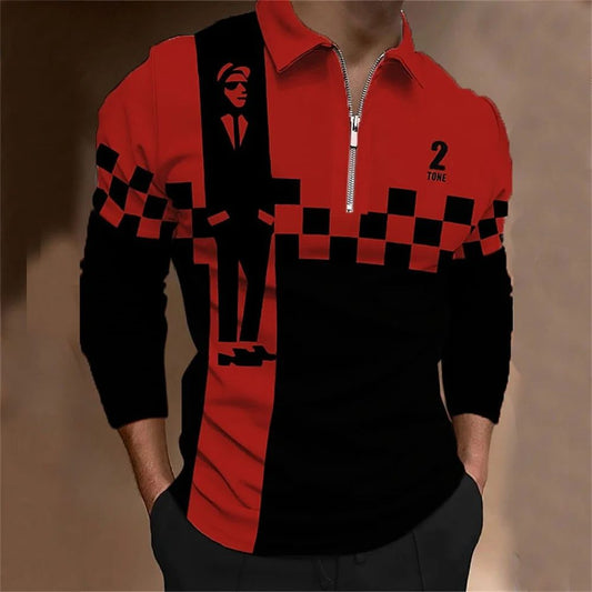 Men's 3D Printed Chess Card Golf Polo