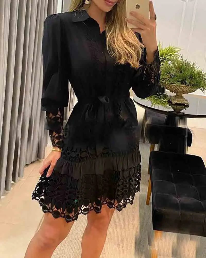 Trendy Y2K Floral Lace Mini Dress Women