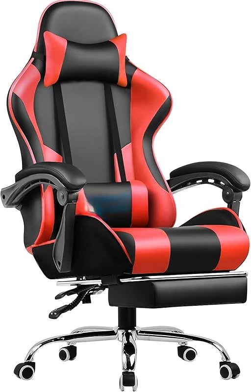 Adjustable Gaming Chair with Footrest and Support
