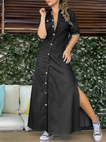 Trendy Casual Denim Shirt Dresses for Women