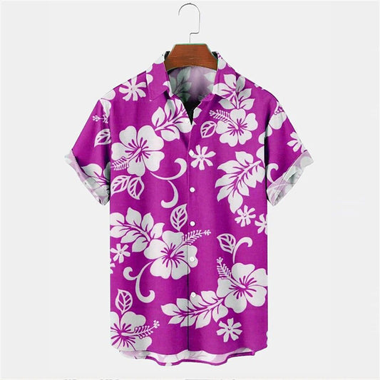 Men's 3D Floral Hawaiian Shirt Slim Fit