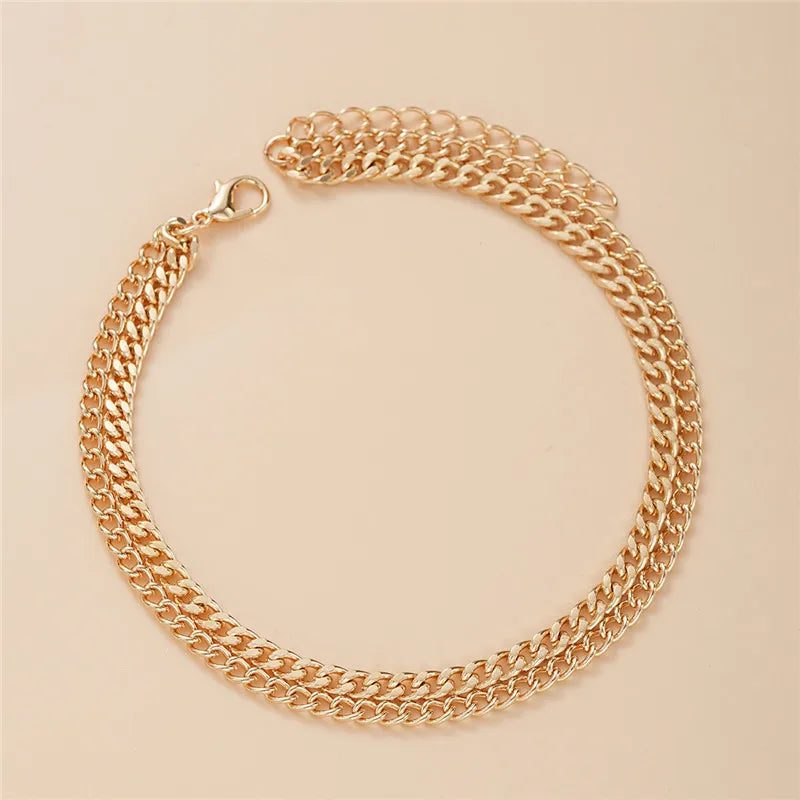 Waterproof Double-Layer Gold Anklets for Women