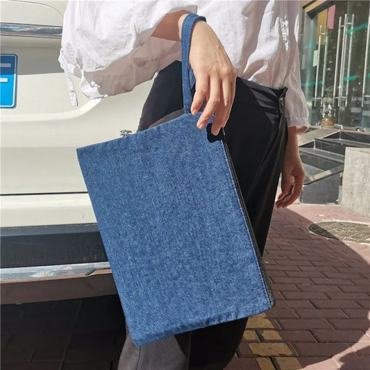 Blue Denim Clutch Bag for Women