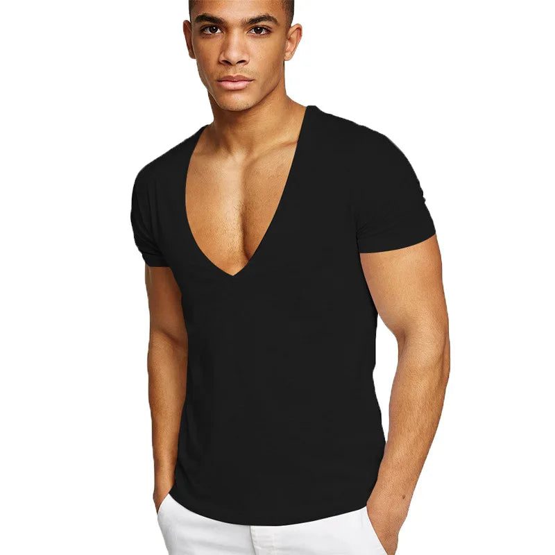 Men's Deep V Neck Casual T-Shirts