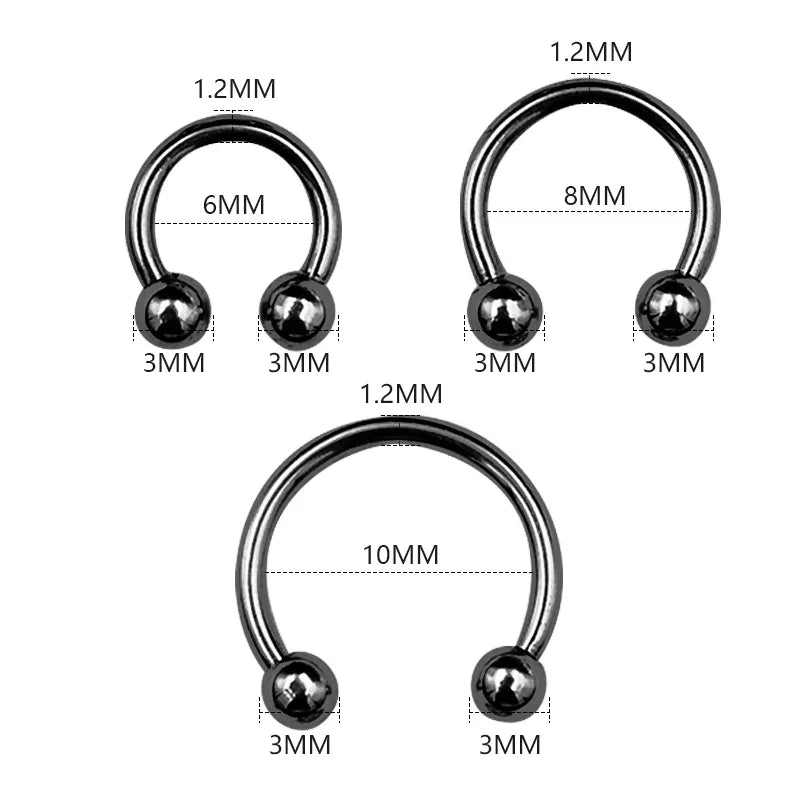 6PCS Stainless Steel Horseshoe Fake Nose Rings