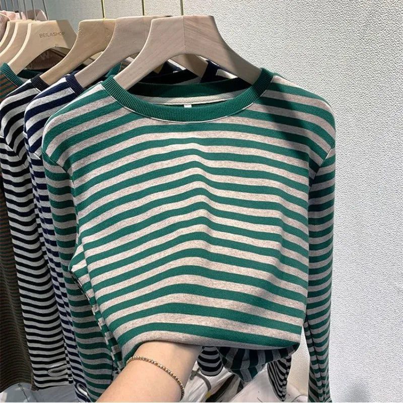 Casual Striped Cotton T-Shirts for Women
