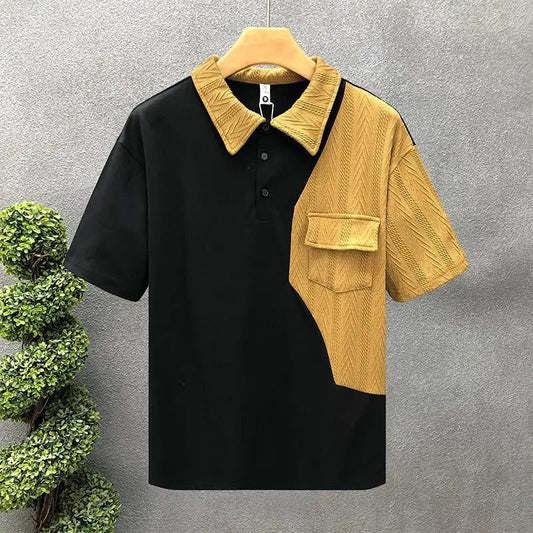Men's Summer Contrast Pocket Polo T-Shirt