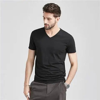 Men's V-Neck T-Shirts: Luxury Ice Silk