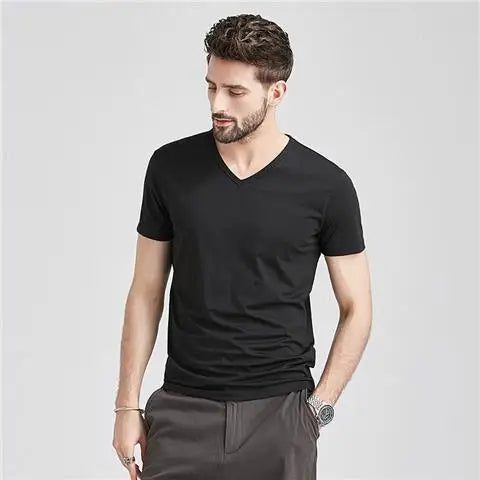 Men's V-Neck T-Shirts: Luxury Ice Silk