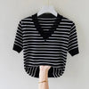 Summer V-Neck Striped T-Shirt for Women