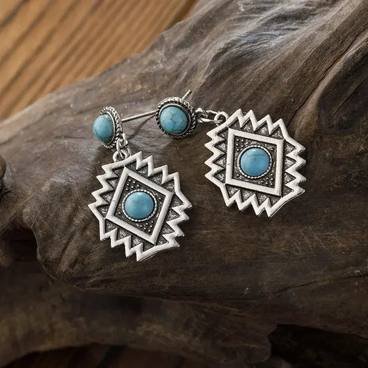 Turquoise Aztec Dangle Earrings for Women