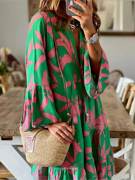Elegant V-neck Boho Dresses for Women