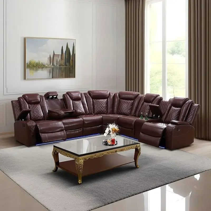 LED Recliner Sofa Set for Living Room