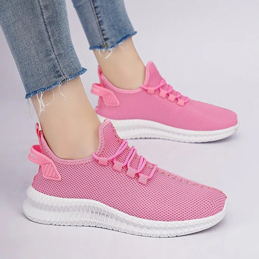 Breathable Pink Sneakers for Women, Size 35-48
