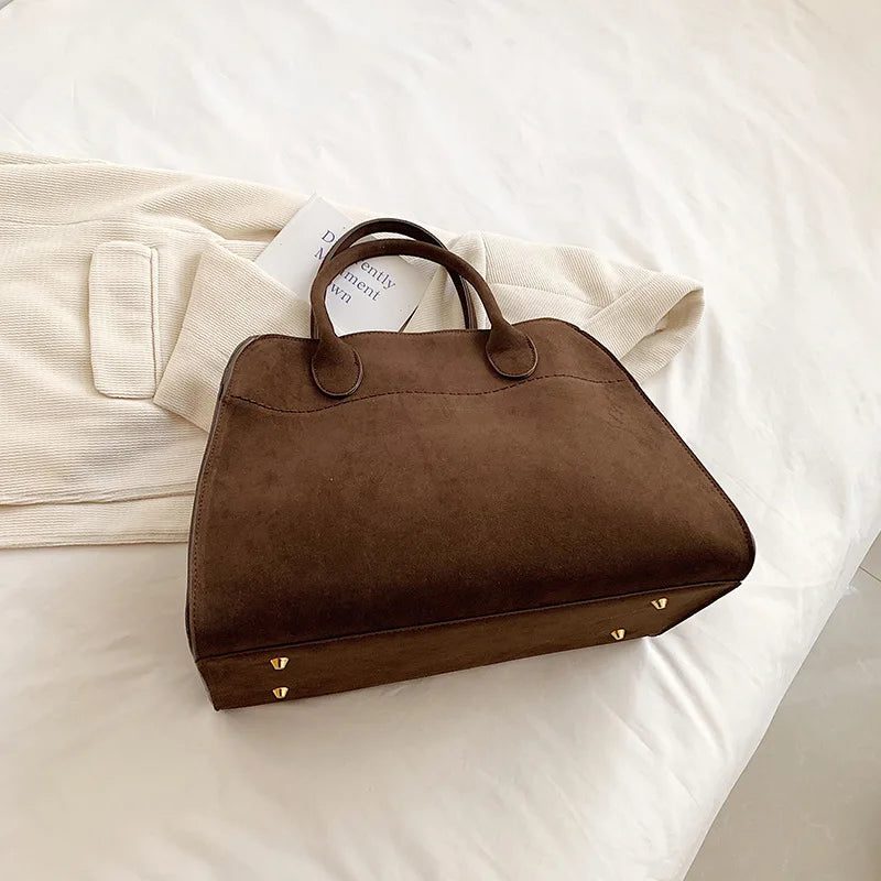 Vintage Suede Handbags: Large Capacity Luxury Bags