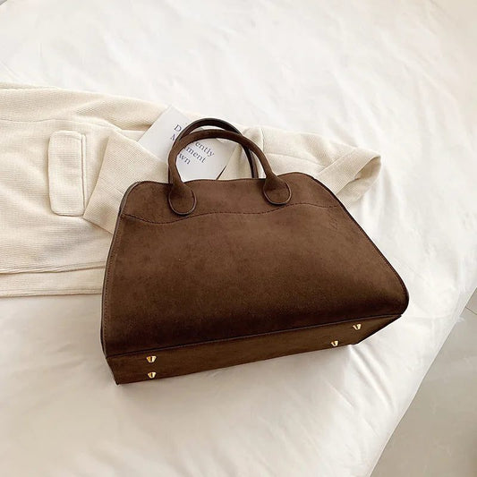 Vintage Suede Handbags: Large Capacity Luxury Bags