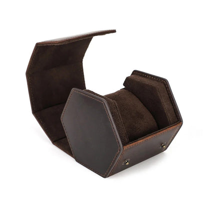 Vintage Leather Watch Roll Travel Case Organizer