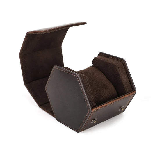 Vintage Leather Watch Roll Travel Case Organizer