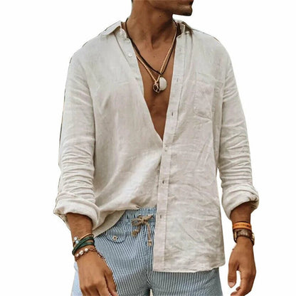 2024 Casual Cotton Linen Shirts for Men