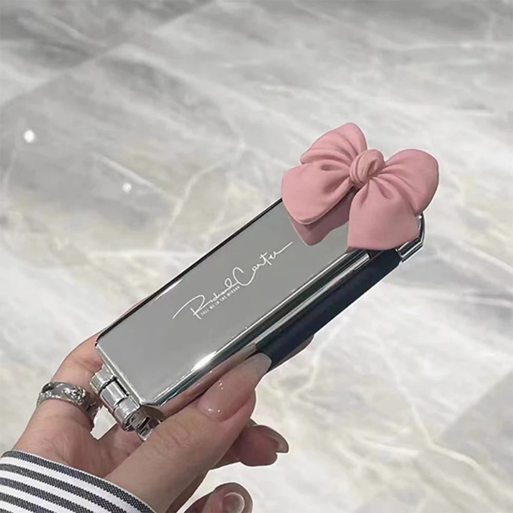 Portable Pink Silver Folding Comb Mirror Tool