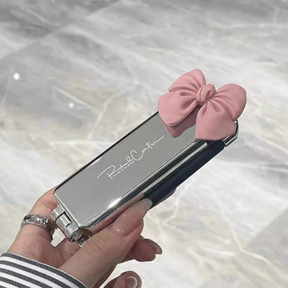 Portable Pink Silver Folding Comb Mirror Tool