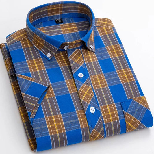 Men's Short Sleeve Plaid Flannel Shirt