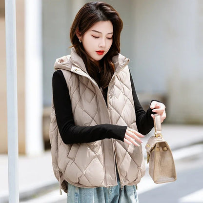 Women’s Warm Down Cotton Hooded Vest