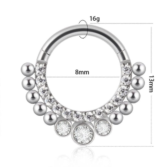 16G Surgical Steel Zircon Septum Clicker Jewelry
