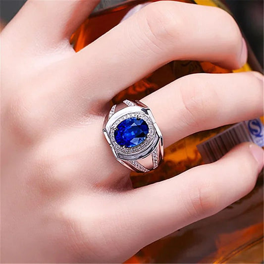 Vintage Men's Sapphire Diamond Engagement Ring