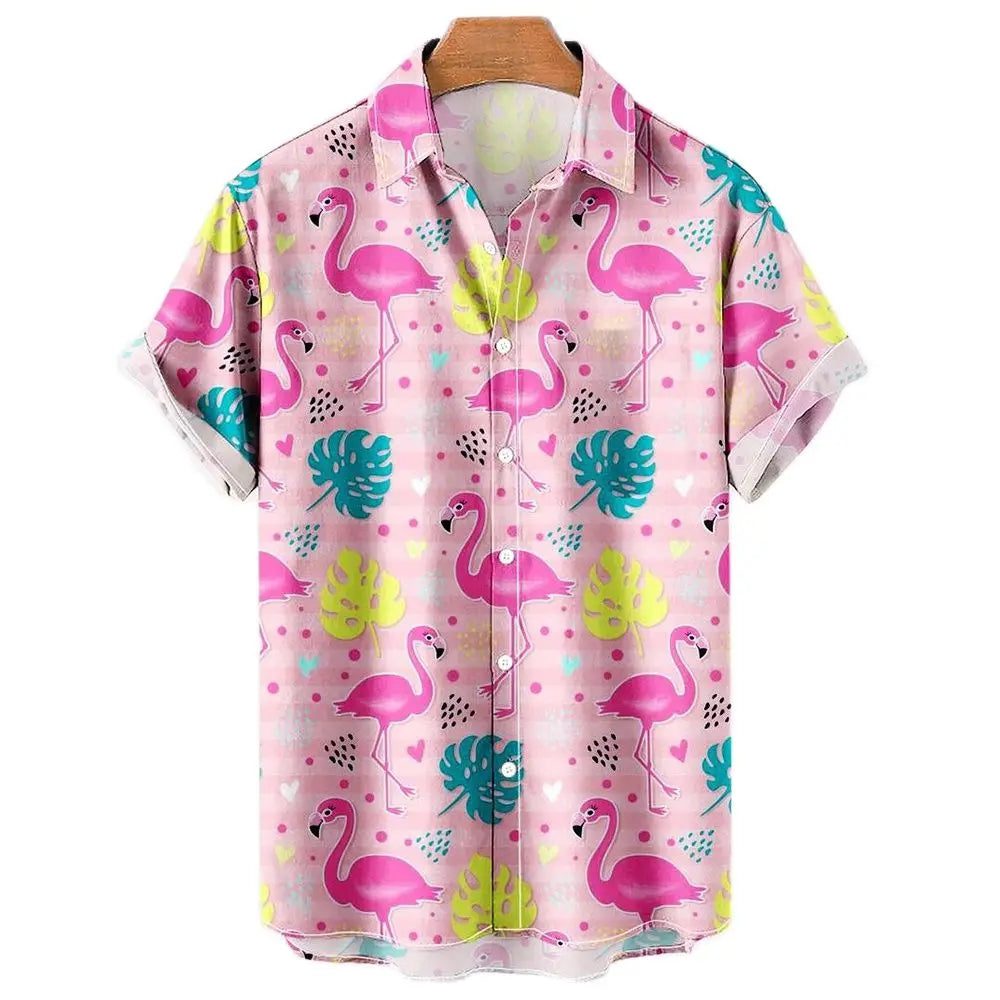 Men's Hawaiian Duck Print Short Sleeve Shirt