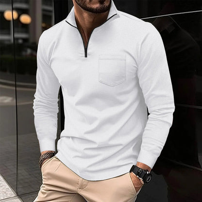 Men's Long Sleeve Polo Neck Pocket T-shirt