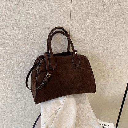 Luxury Suede Leather Crossbody Tote Bag