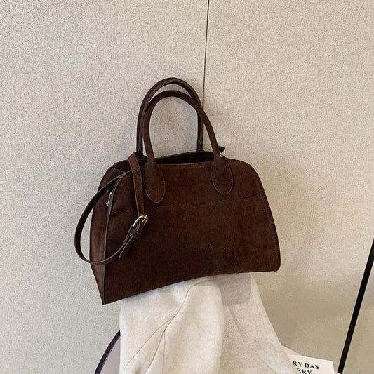 Luxury Suede Leather Crossbody Tote Bag