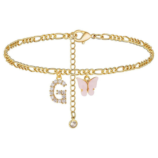 Waterproof Initial Letter Anklets for Women