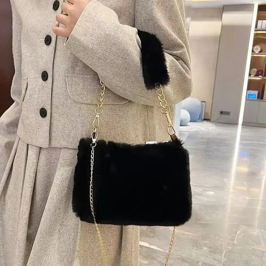 Winter Plush Crossbody Tote Bag for Women