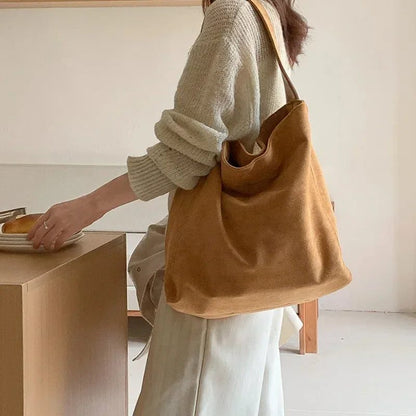 Elegant Khaki Suede Tote Bag for Women