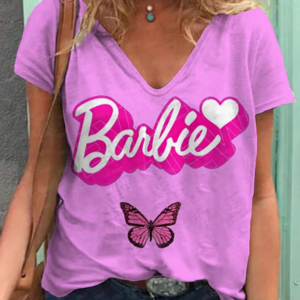 Anime V-Neck Summer T-Shirt for Women