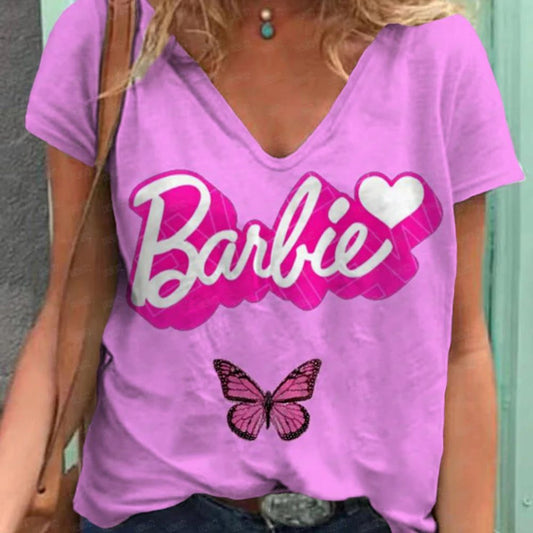 Anime V-Neck Summer T-Shirt for Women