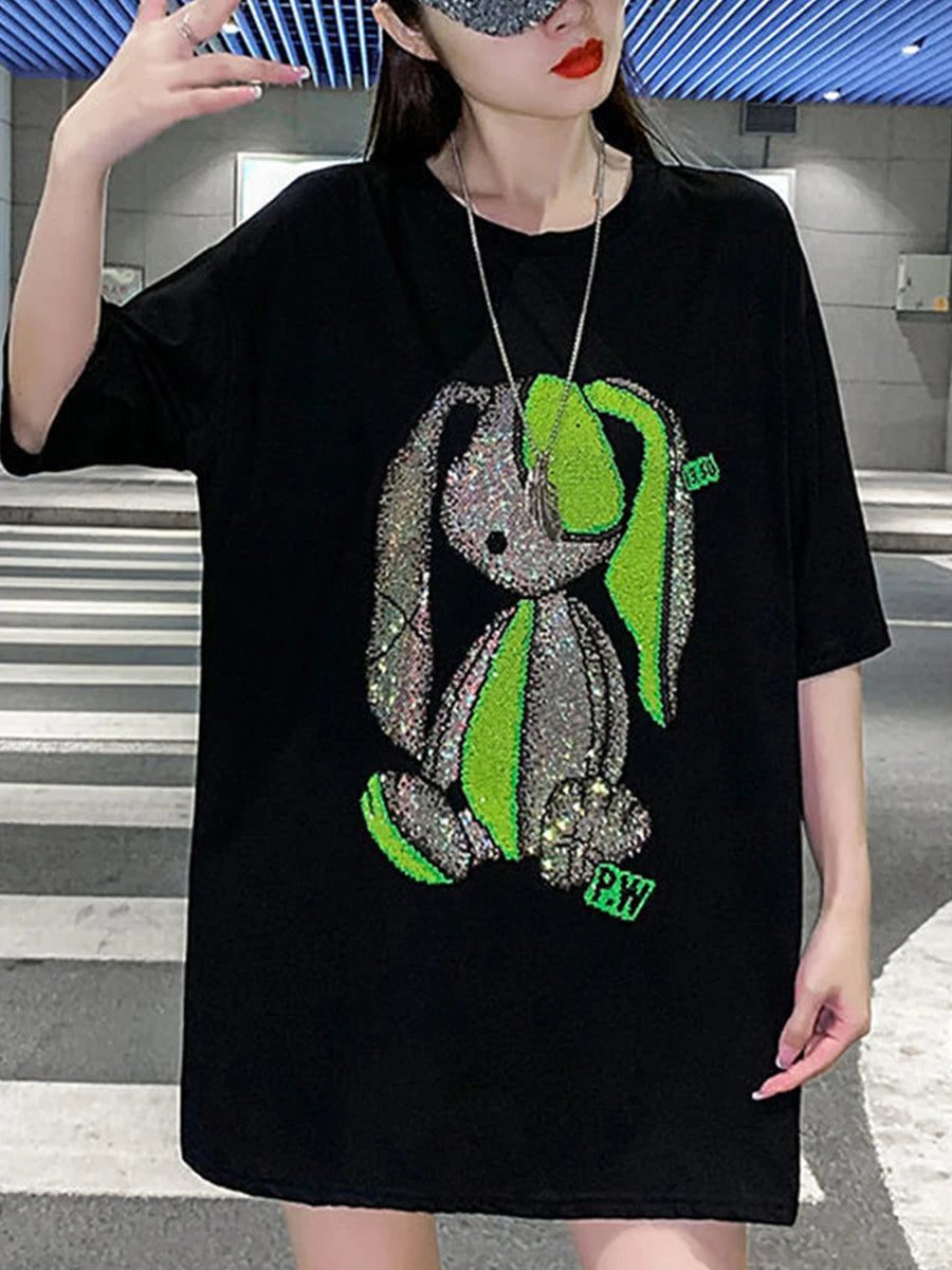 Cool Black Rabbit T-Shirt for Women