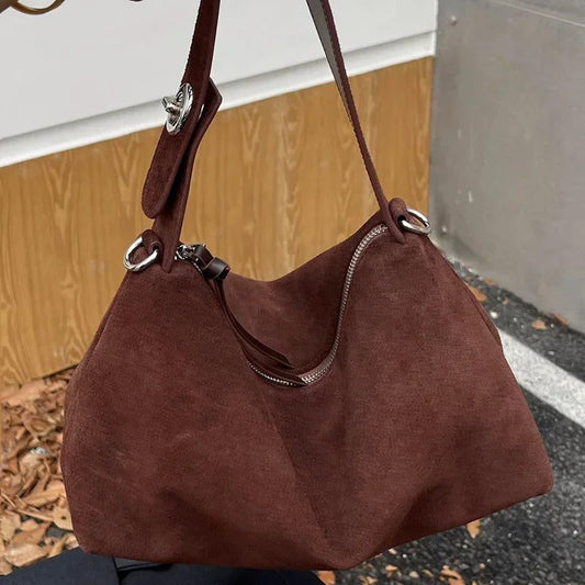 Soft Matte Suede Women's Crossbody Handbag - Winter