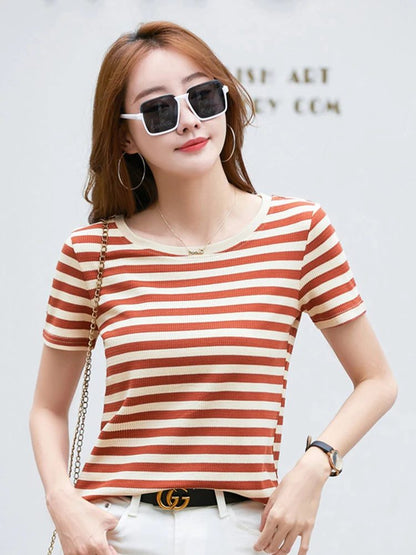 2024 Women’s Casual Striped T-Shirt Summer