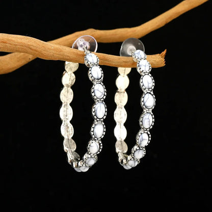 Bohemian Vintage Turquoise C-Shaped Circle Earrings