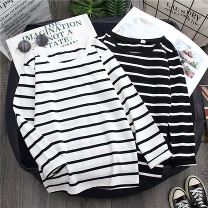 Casual Striped Long Sleeve Tee for Women