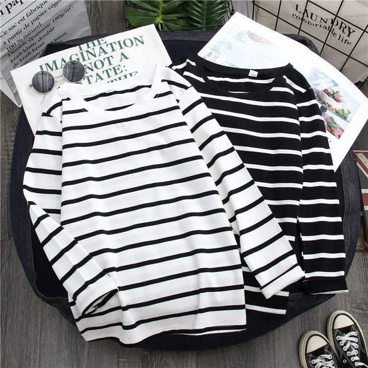 Casual Striped Long Sleeve Tee for Women
