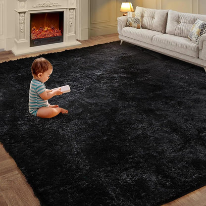 Soft Silk Wool Shag Area Rug