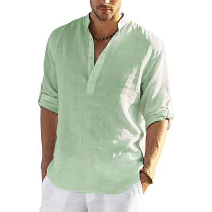 Men's Breathable Linen Long Sleeve Casual Shirt
