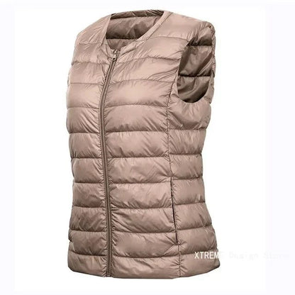 Lightweight White Duck Down Women’s Vest Plus-Size