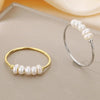 Waterproof Gold Stainless Steel Pearl Ring