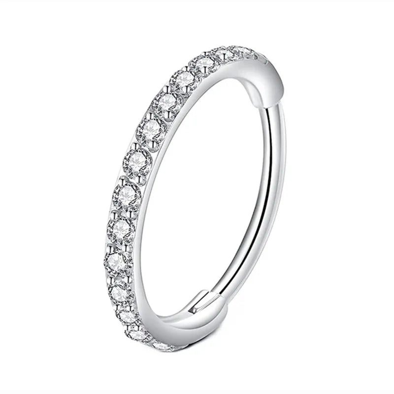 Crystal Septum Hoop Clicker Nose Ring Jewelry