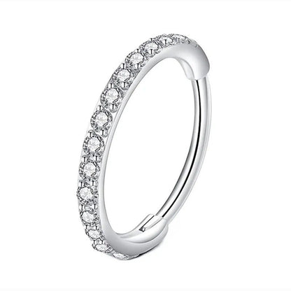 Crystal Septum Hoop Clicker Nose Ring Jewelry